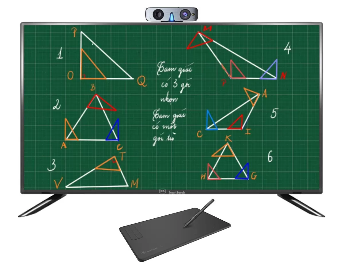 Màn hình cường lực 65″ QA SmartTouch kèm camera AI, bảng cảm ứng mini và phần mềm